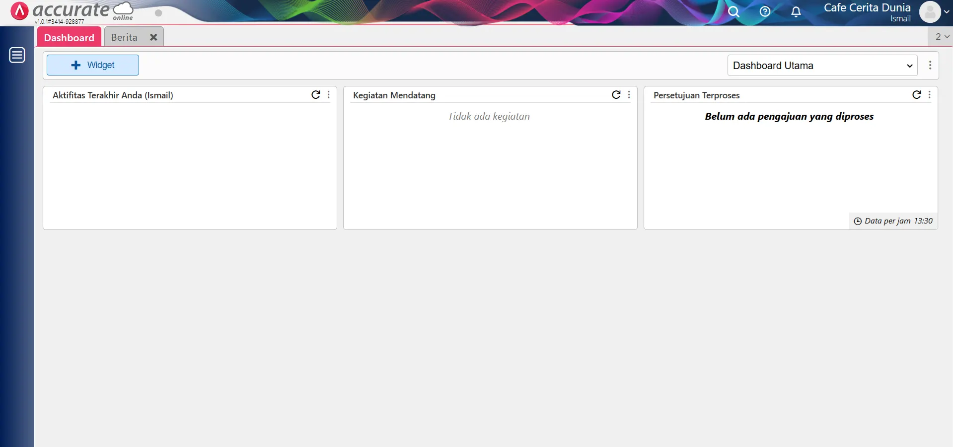 menu tidak tampil di Data Usaha operator